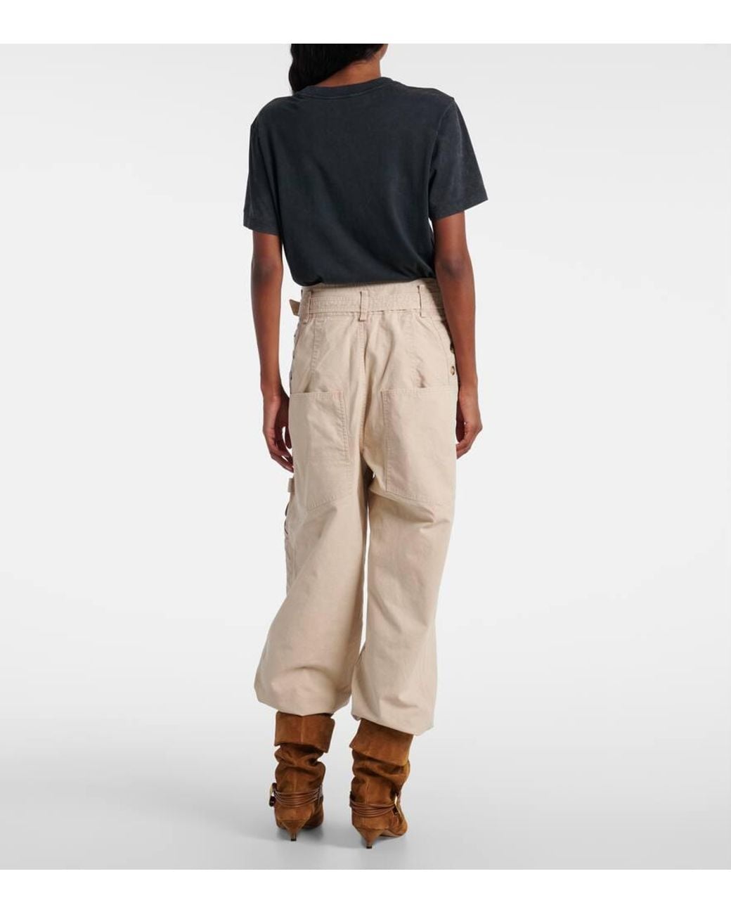 Isabel Marant Natural Mathilda Cotton Cargo Pants