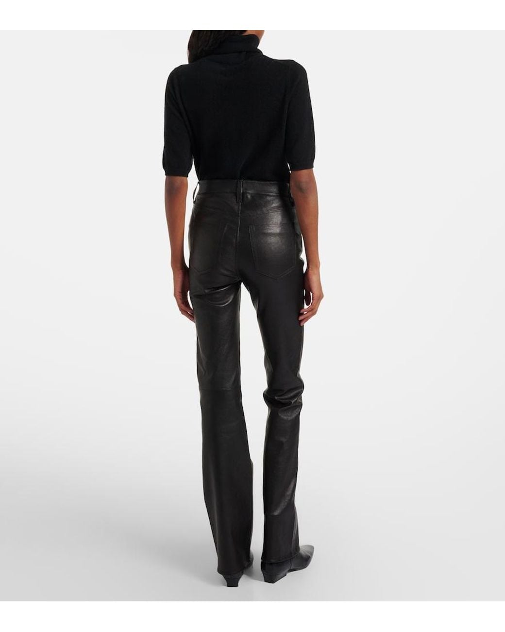FRAME Black Reboot Leather Flared Pants