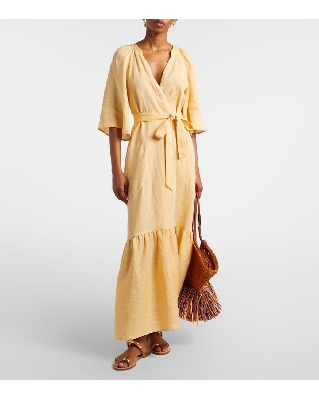 Eres Natural Audacieuse Belted Linen Maxi Dress