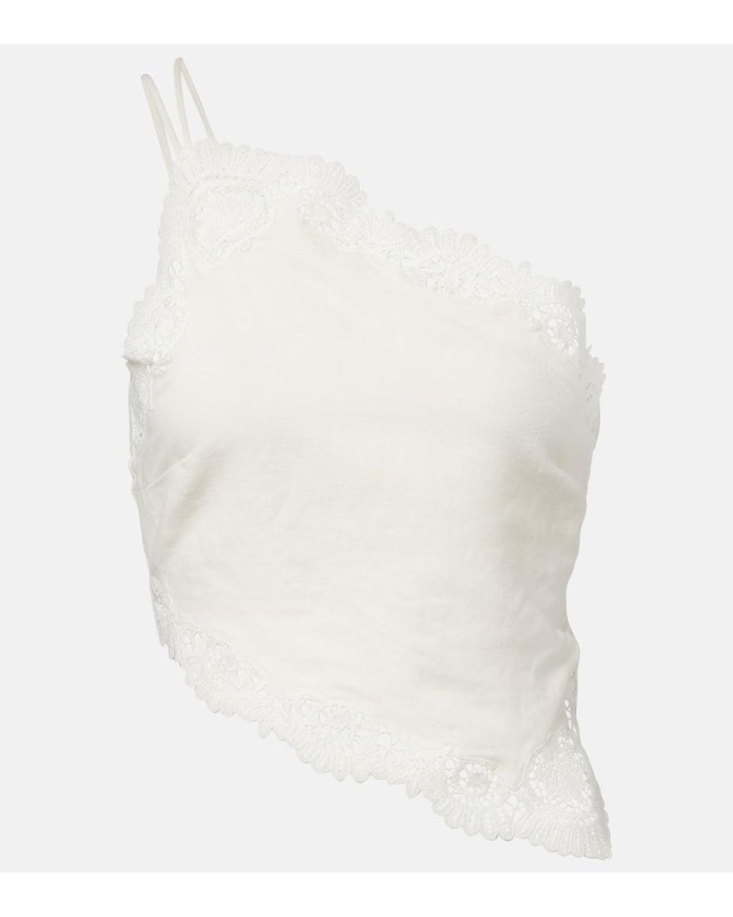 Posse White Darya Embroidered Linen And Cotton Top