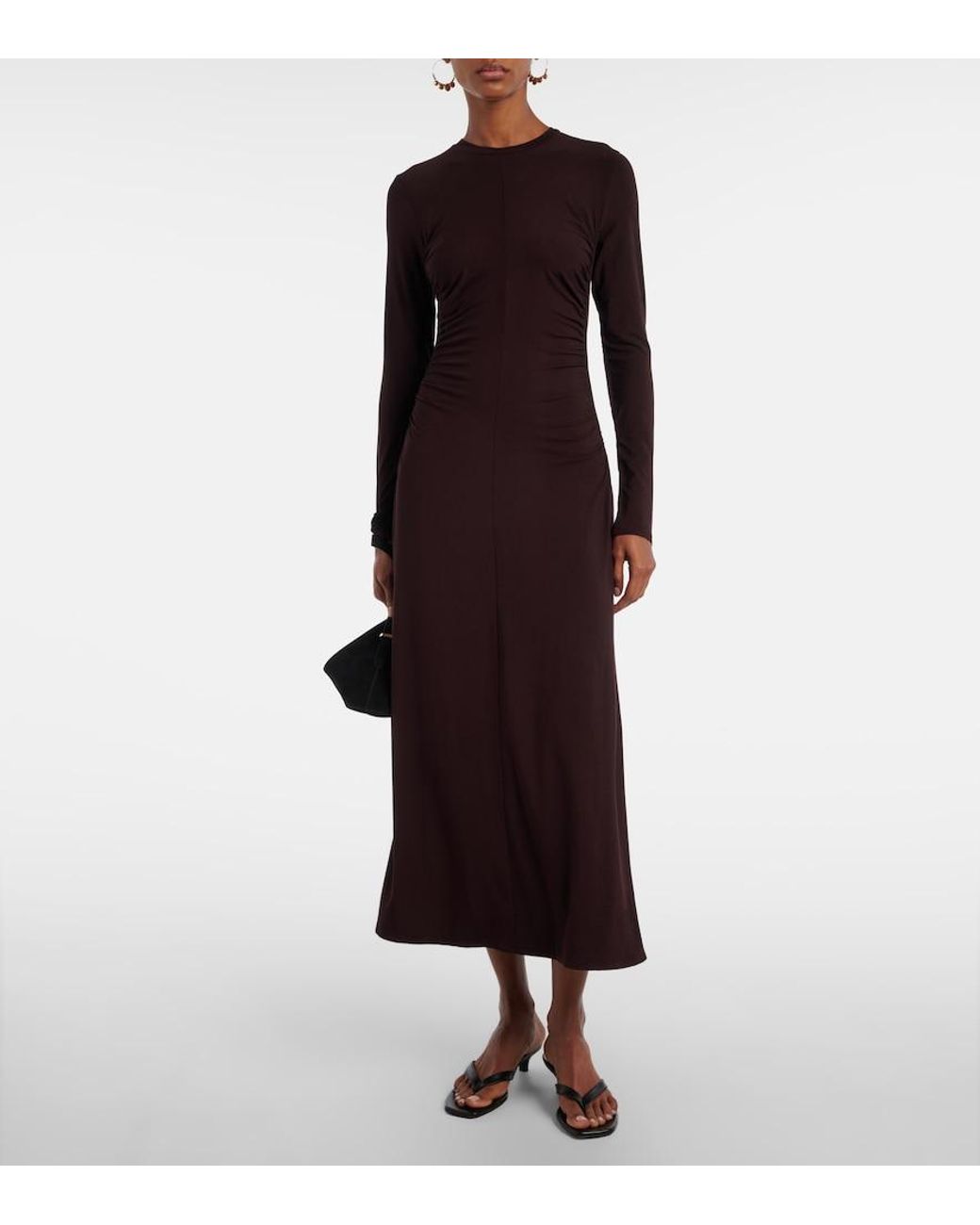 Vince Purple Ruched Jersey Maxi Dress