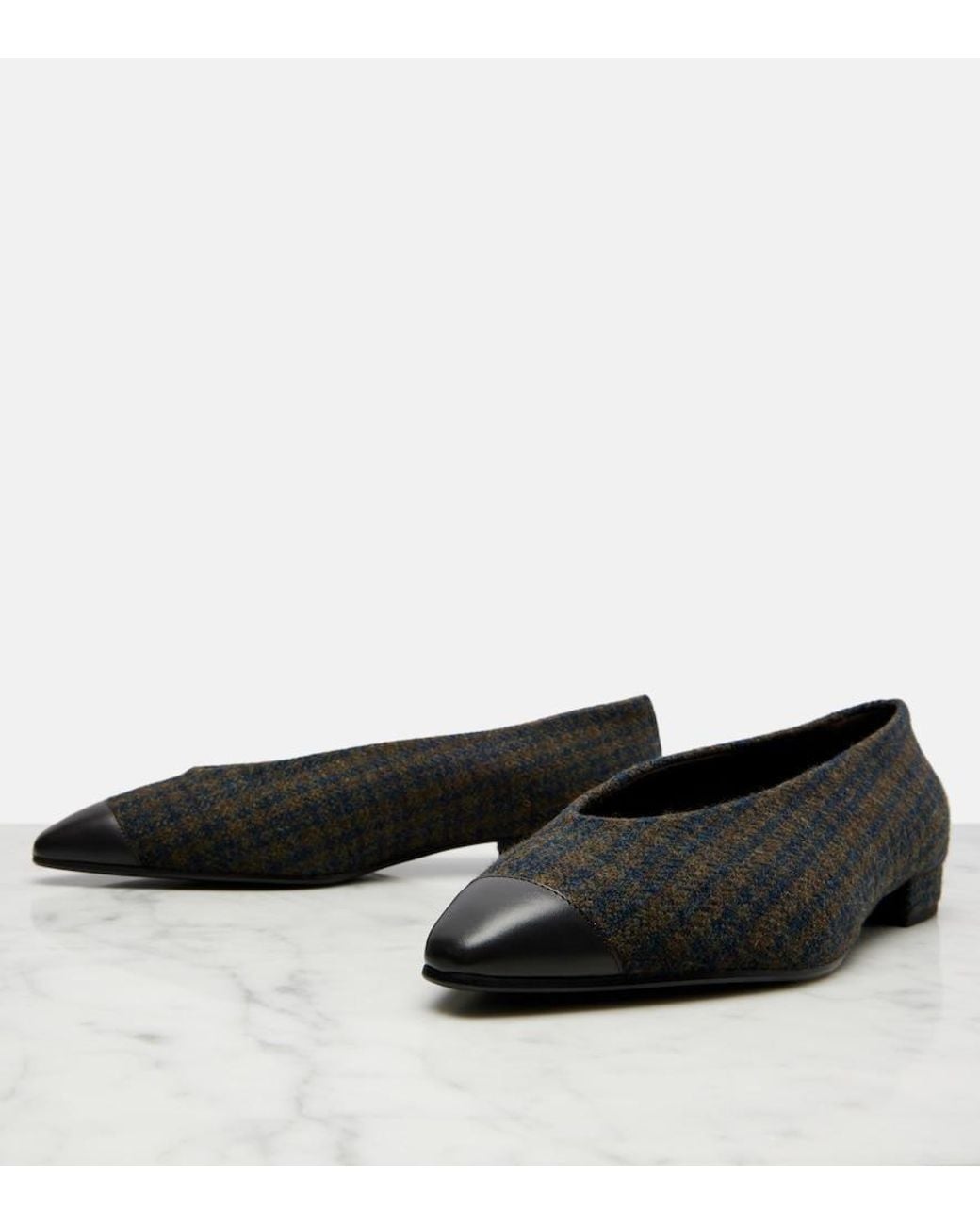 Loro Piana Black Ballerinas Rebecca Aus Tweed Mit Leder