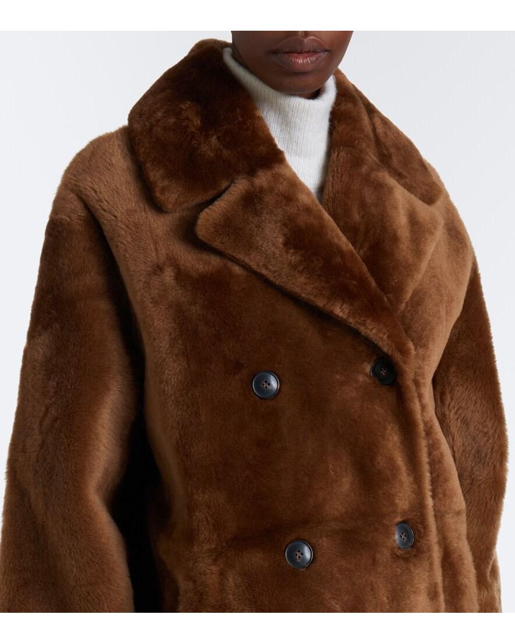 Yves Salomon Brown Reversible Shearling And Leather Coat