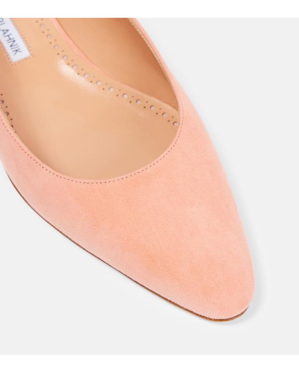 Manolo Blahnik Pink Sawra 10 Suede Slingback Flats