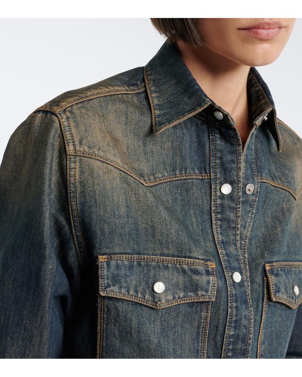 Fendi Black Cotton-Blend Denim Shirt