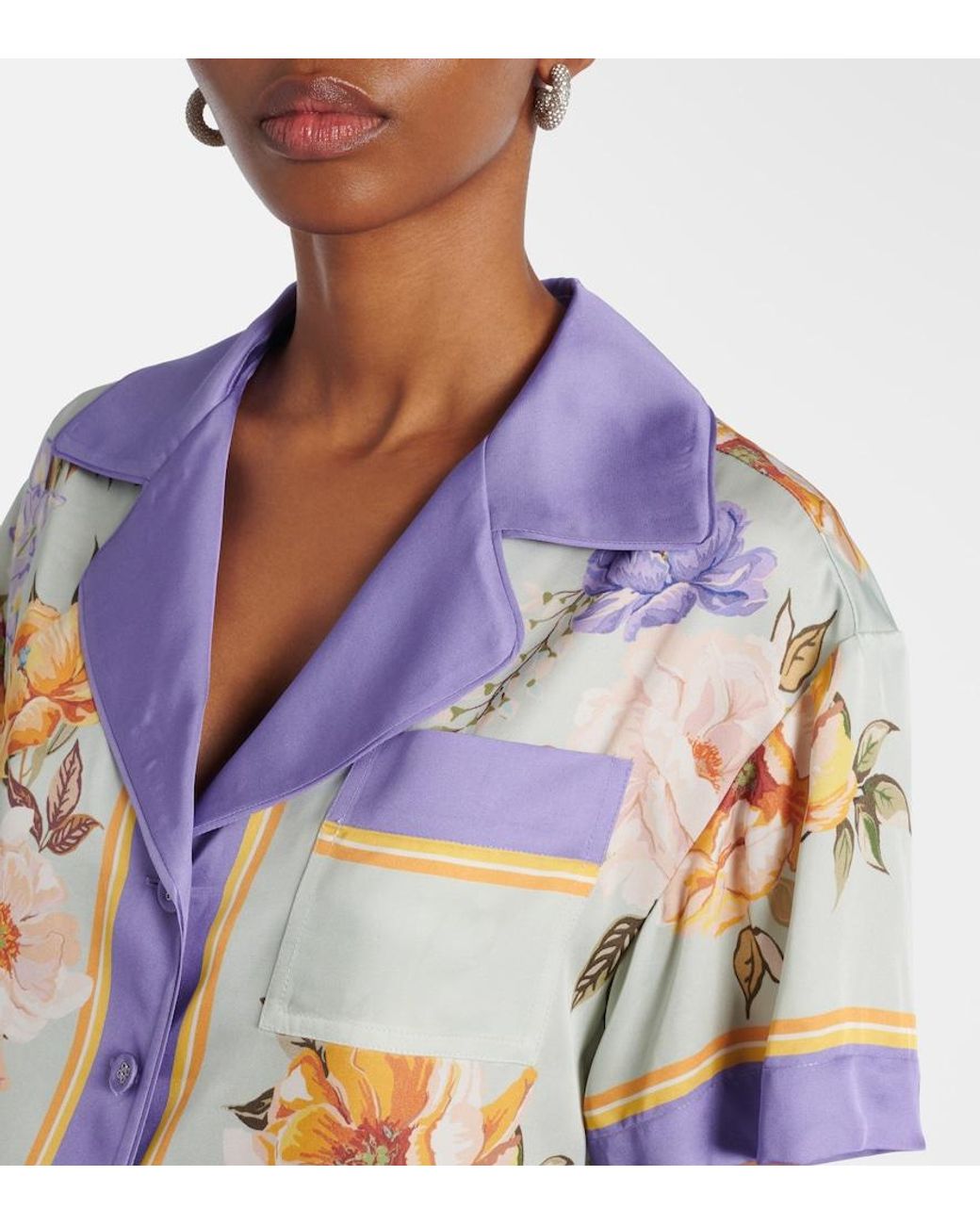 Self-Portrait White Floral Twill Shirt