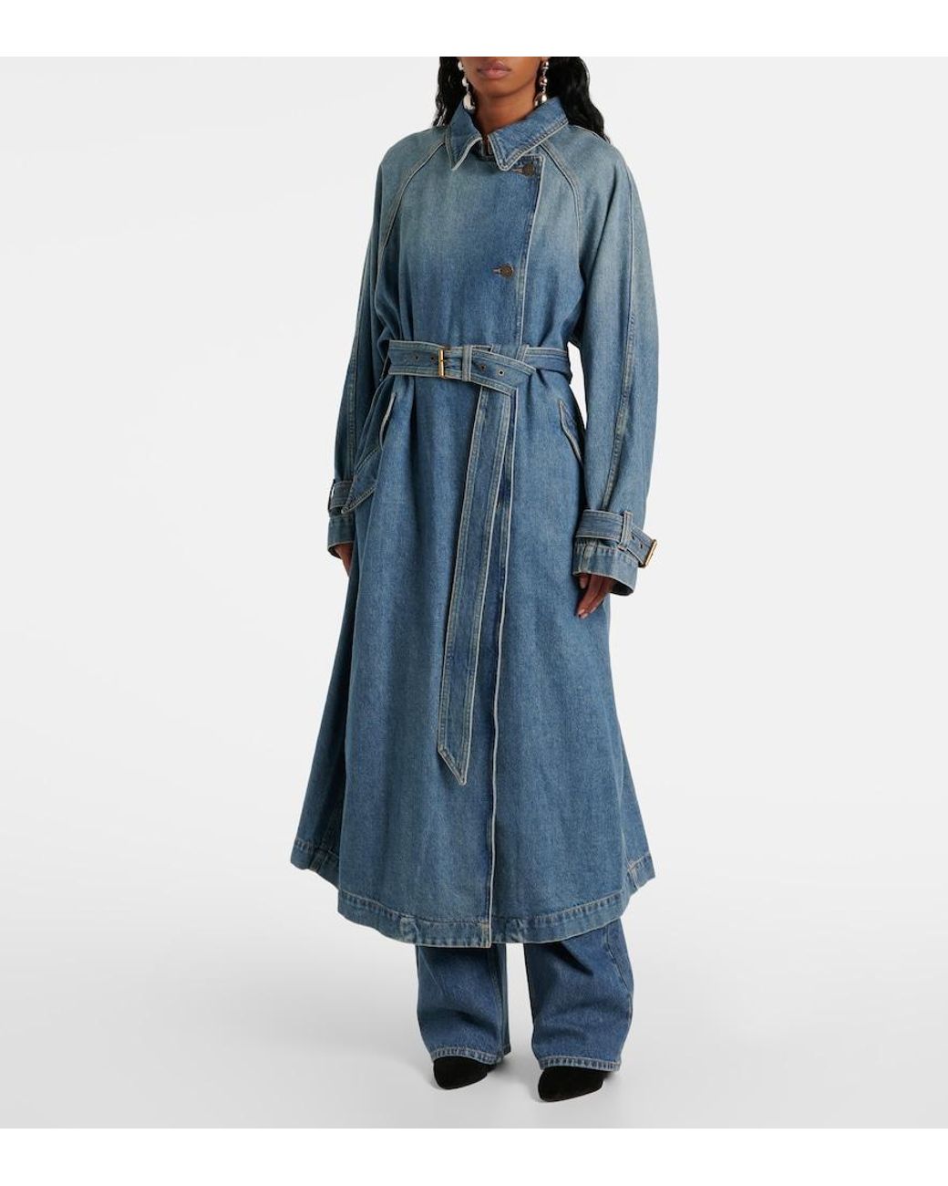 Isabel Marant Blue Denim Trench Coat With Belt