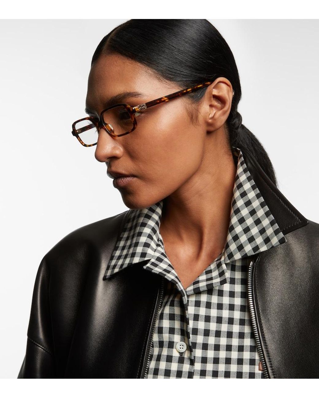Miu Miu Brown Rectangular Glasses