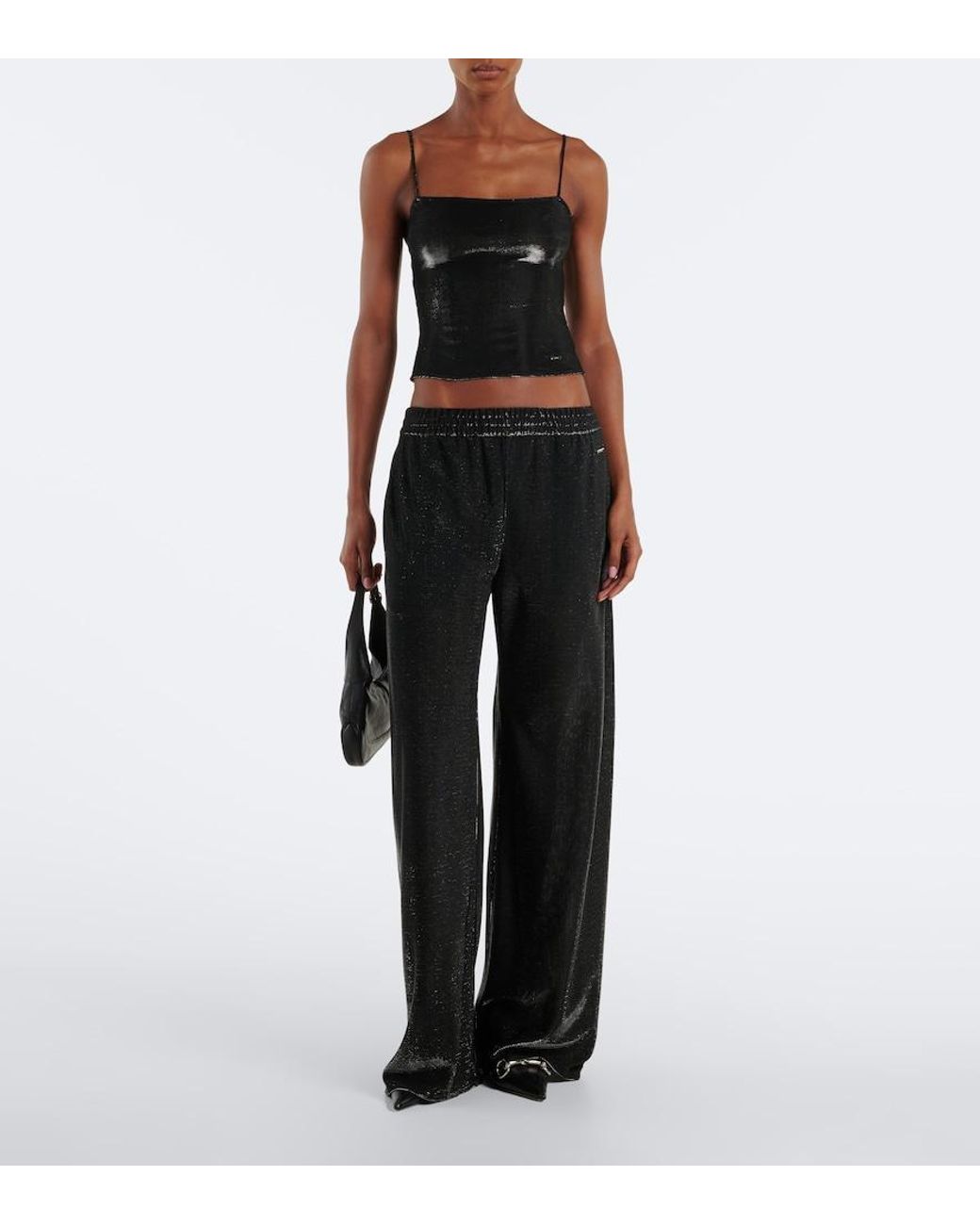 Gucci Black Embellished Wide-Leg Pants