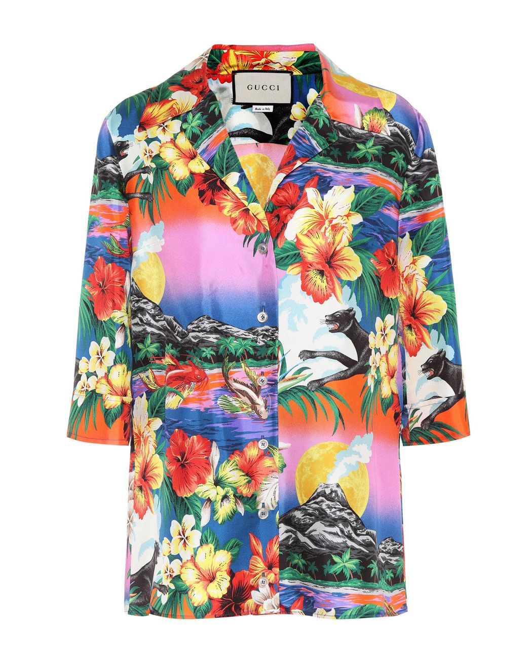 Gucci Hawaiian Print Silk Shirt | Lyst