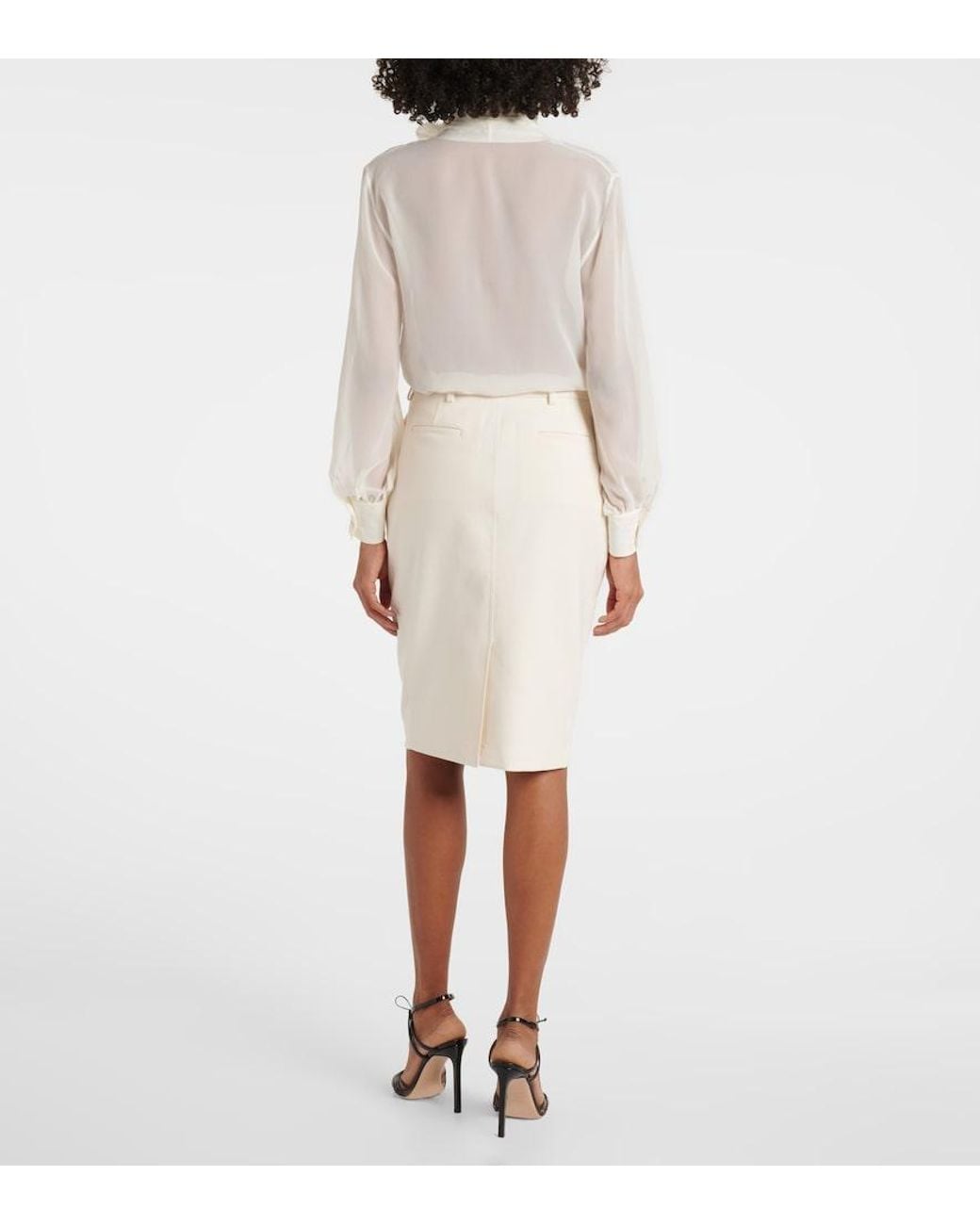 Tom Ford White Cotton-Blend Midi Skirt