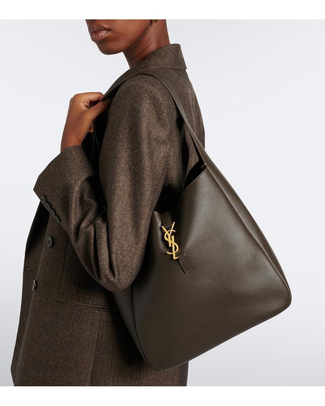 Saint Laurent Black Le 5 A 7 Supple Large Leather Shoulder Bag
