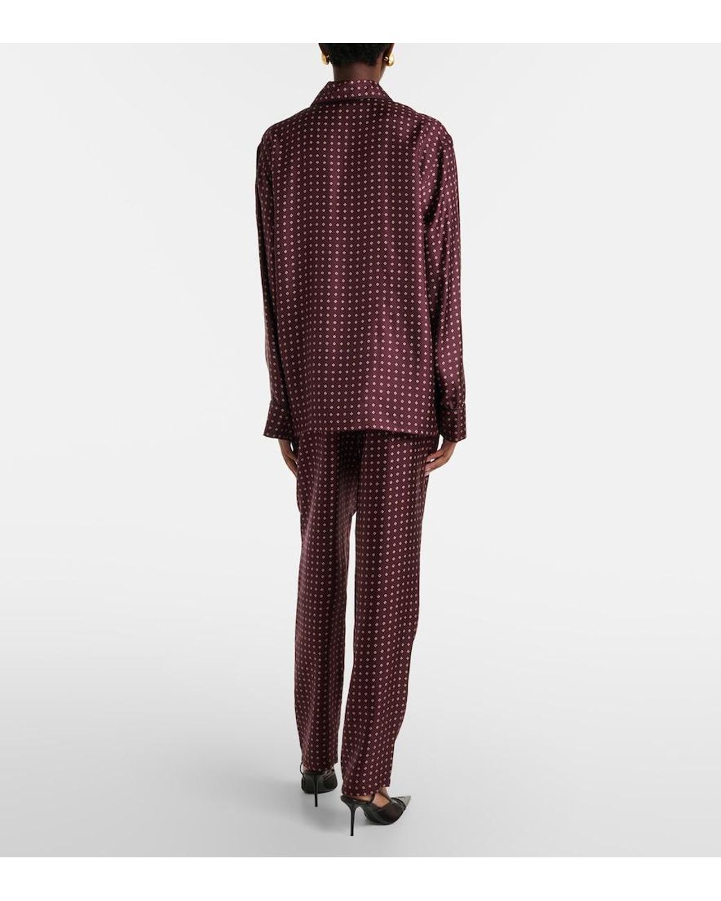 Saint Laurent Purple Printed Silk Satin Pajama Pants