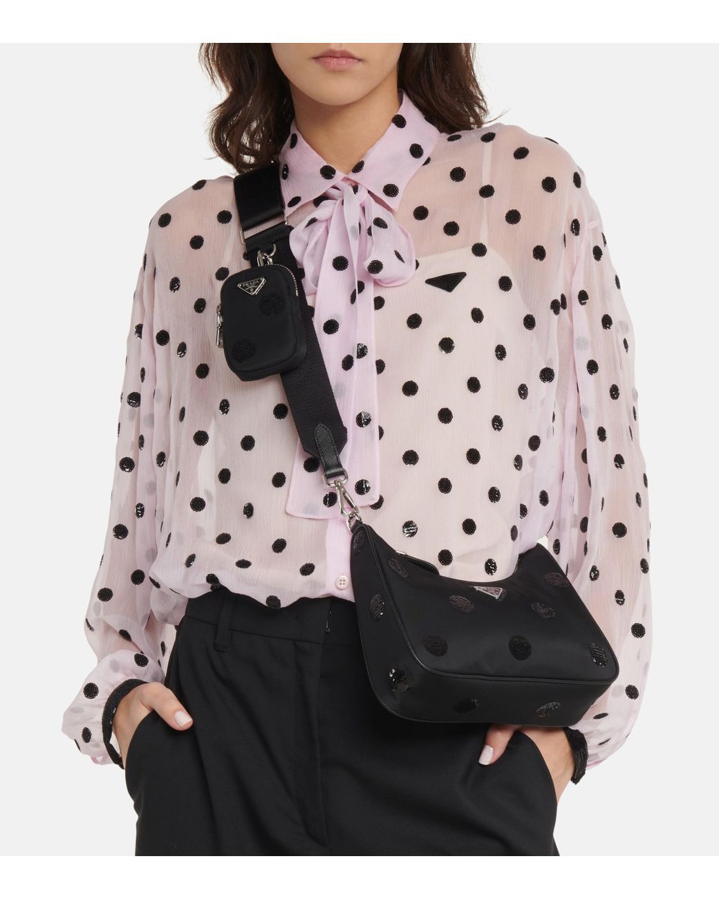 Prada★素敵！Re-Edition Polka Dot Re-Nylon Shoulder Bag PRADA Nylon Sequin Embellished Polka Dot Re-Edition 2005
