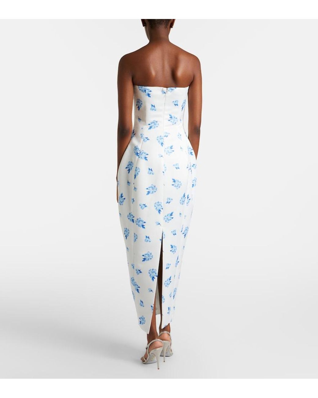 LEO LIN Blue Jessica Floral Bustier Gown