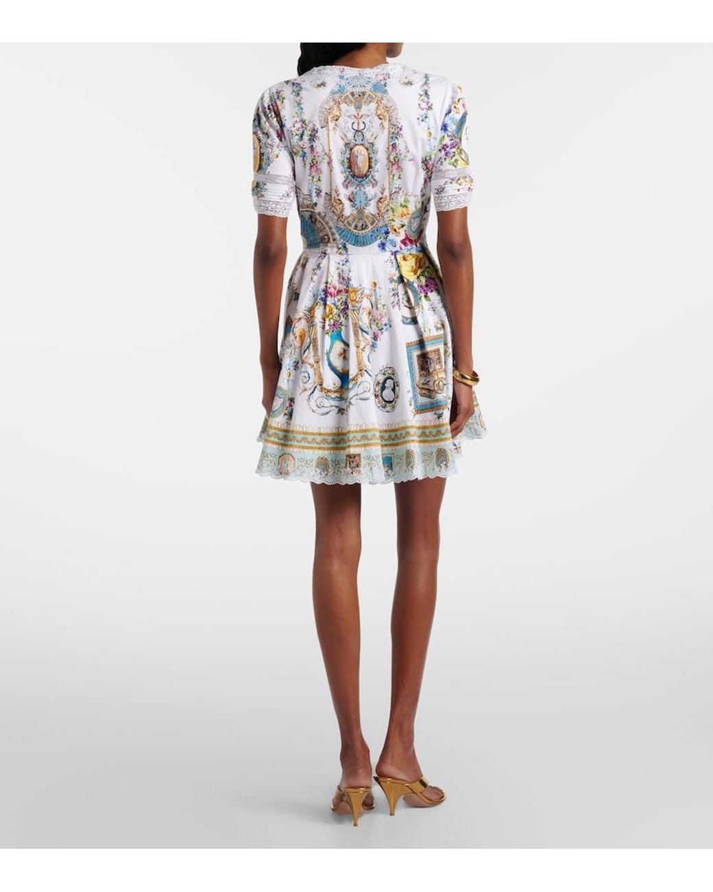 Camilla White Embellished Printed Cotton Minidress
