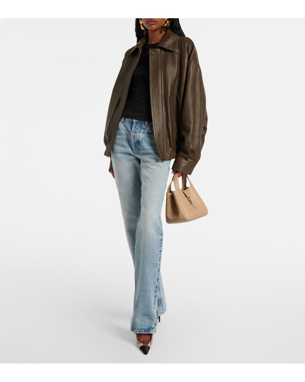 Saint Laurent Brown Le 5 A 7 Baby Bea Leather Top-Handle Bag