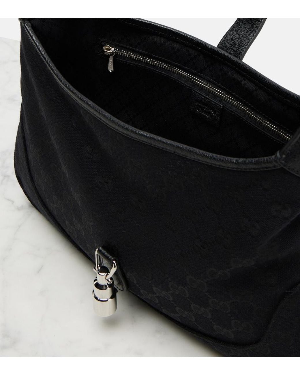 Gucci Black Jackie 1961 Small Canvas Shoulder Bag