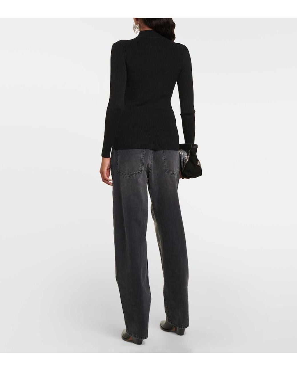 Isabel Marant Black Ickaria Wool-Blend Turtleneck Sweater