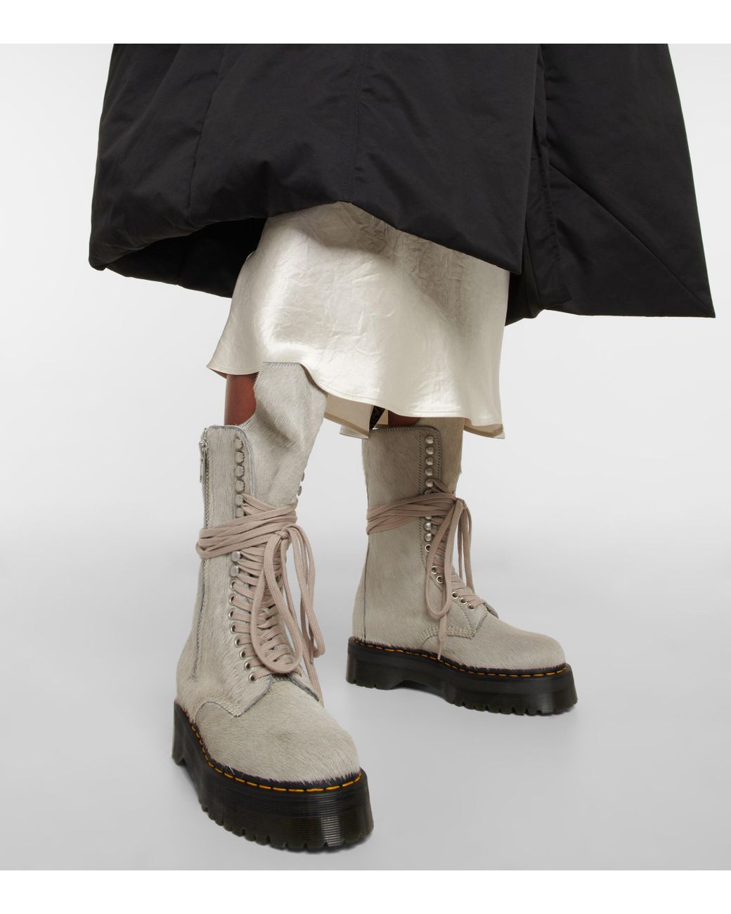 geestelijke gezondheid slogan medeklinker Rick Owens X Dr. Martens Calf Hair Boots in Grey | Lyst Canada