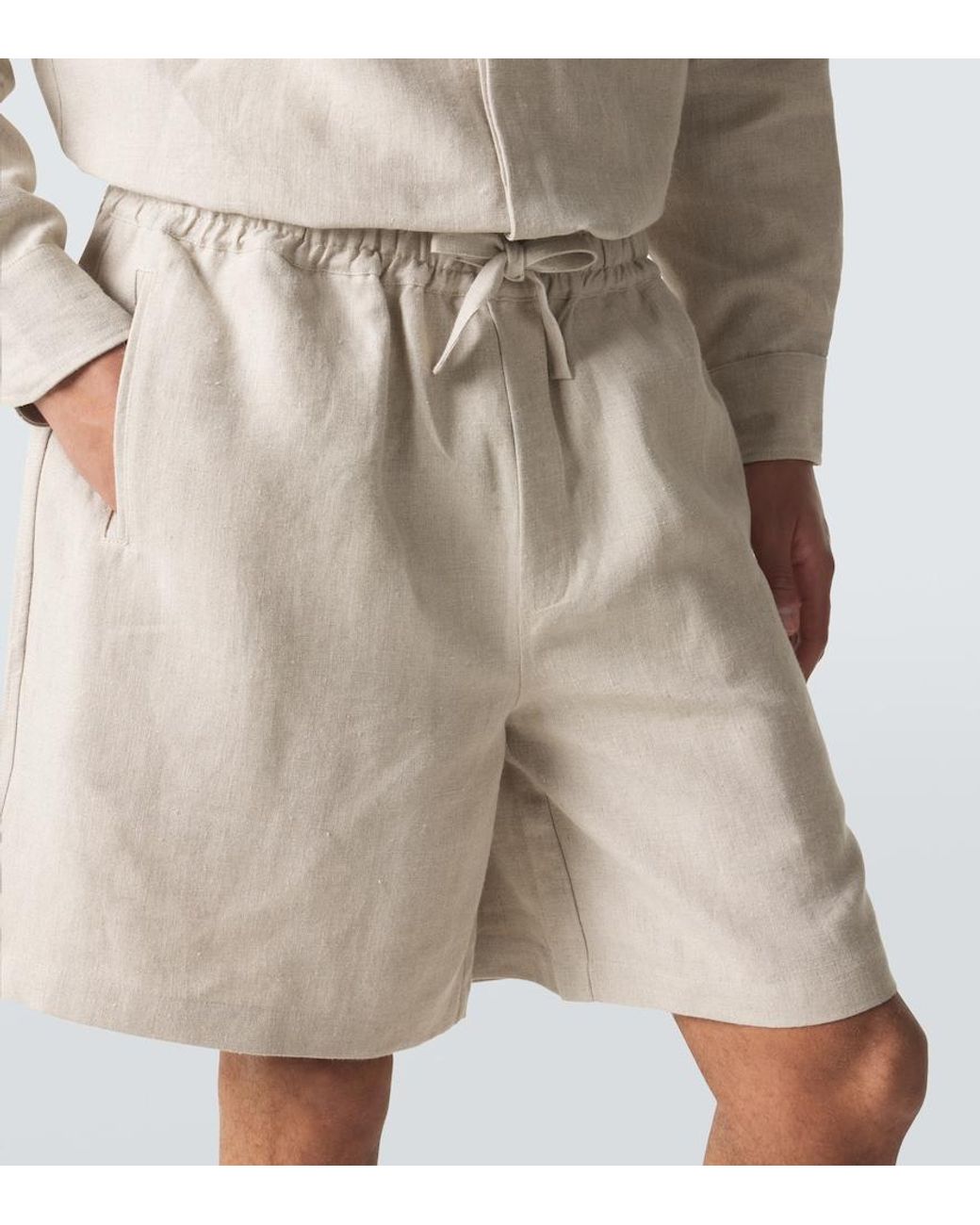 Saman Amel Natural Linen Shorts for men