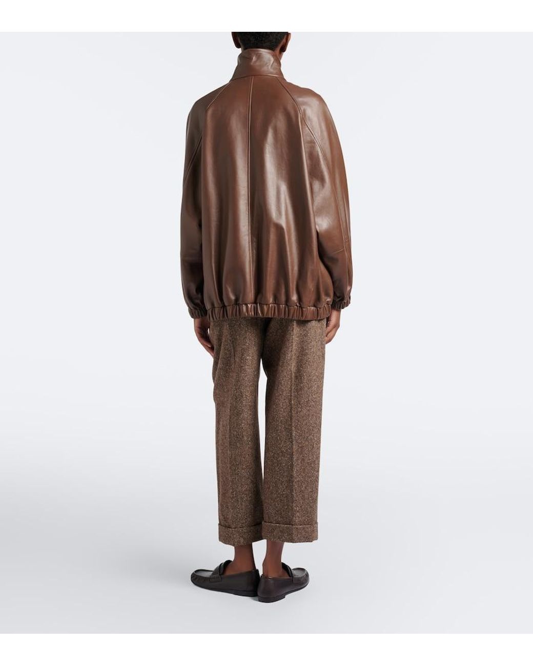 Brunello Cucinelli Brown Wool-Blend Cropped Wide-Leg Pants