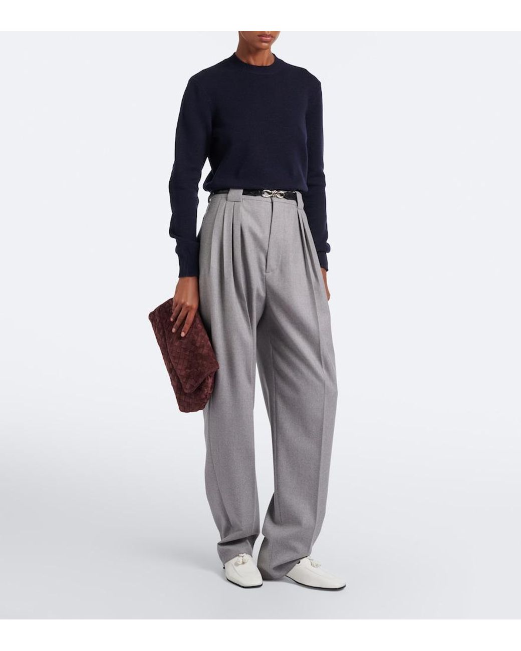 Bottega Veneta White Romeo Knot Leather Loafer Pumps