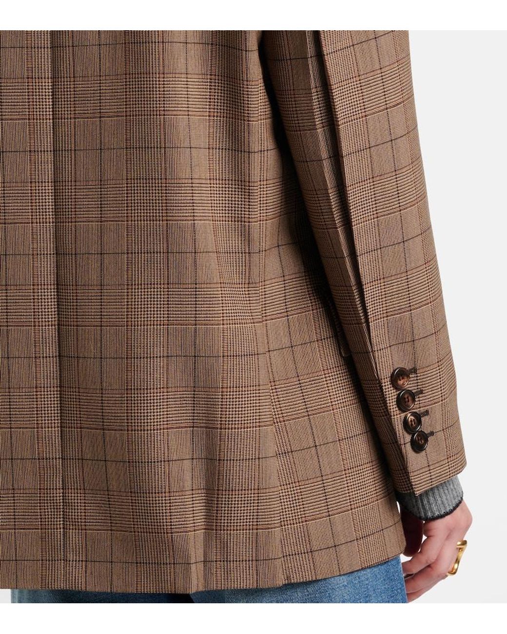 Chloé Brown Checked Wool Blazer