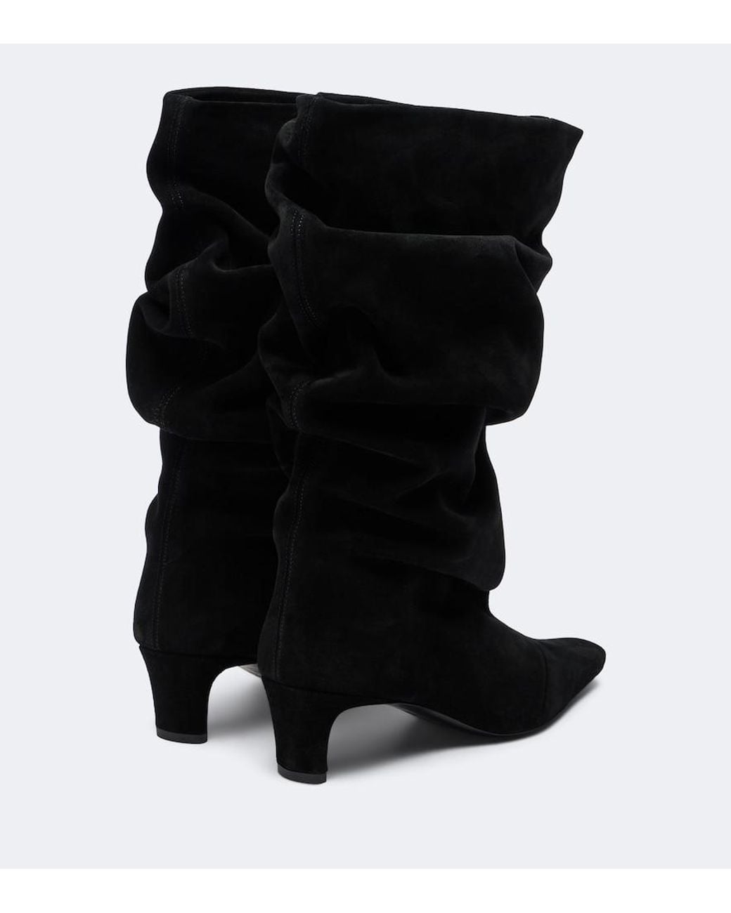 Staud Black Wally Suede Mid-Calf Boots