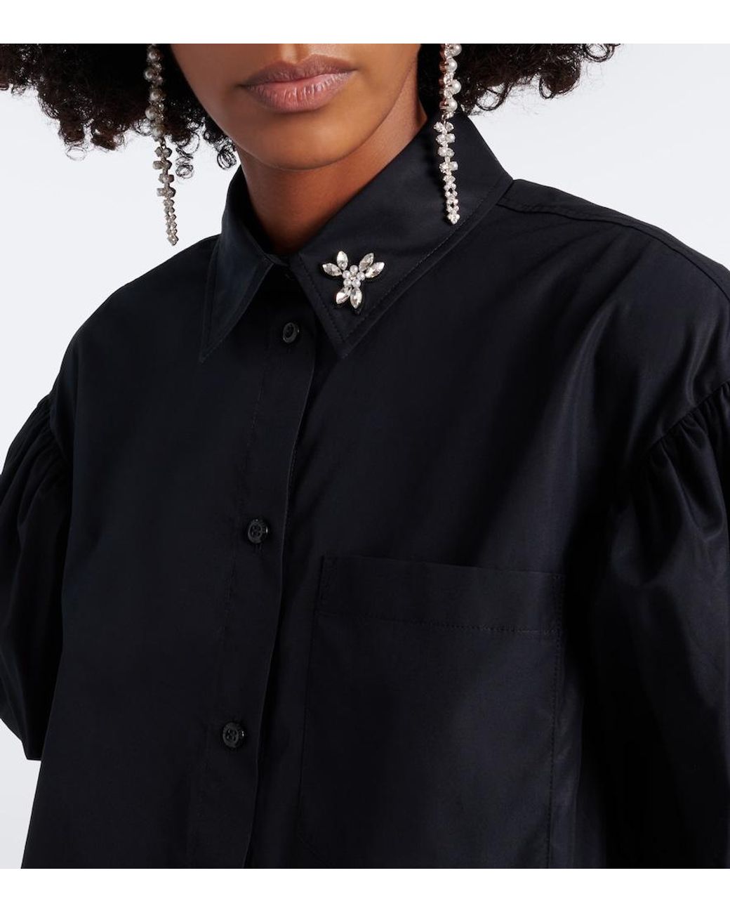 Simone Rocha Black Embellished Cotton Poplin Shirt