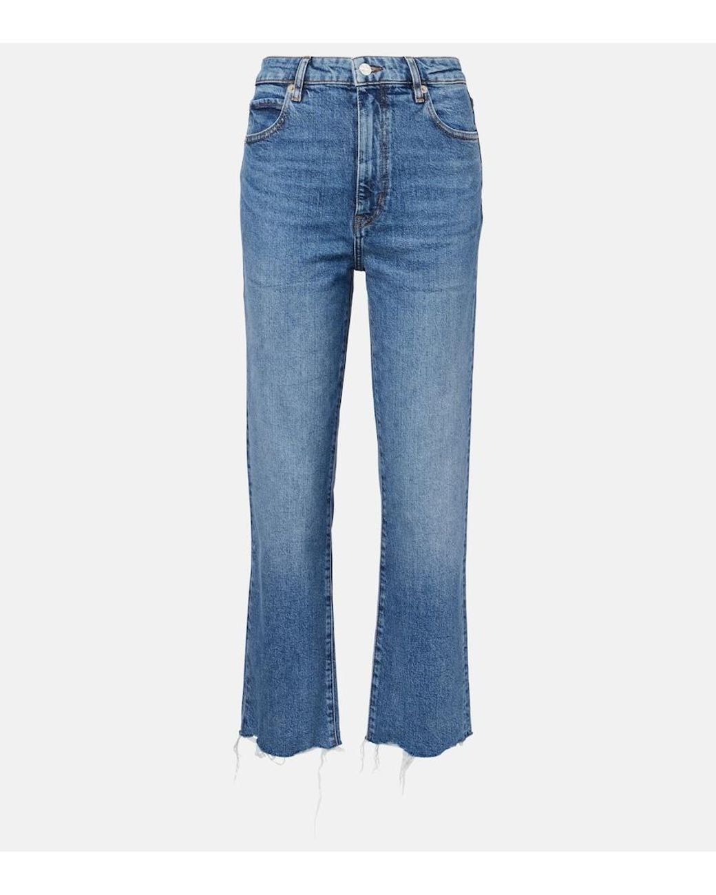 FRAME Blue Ruler Cropped Straight Jeans