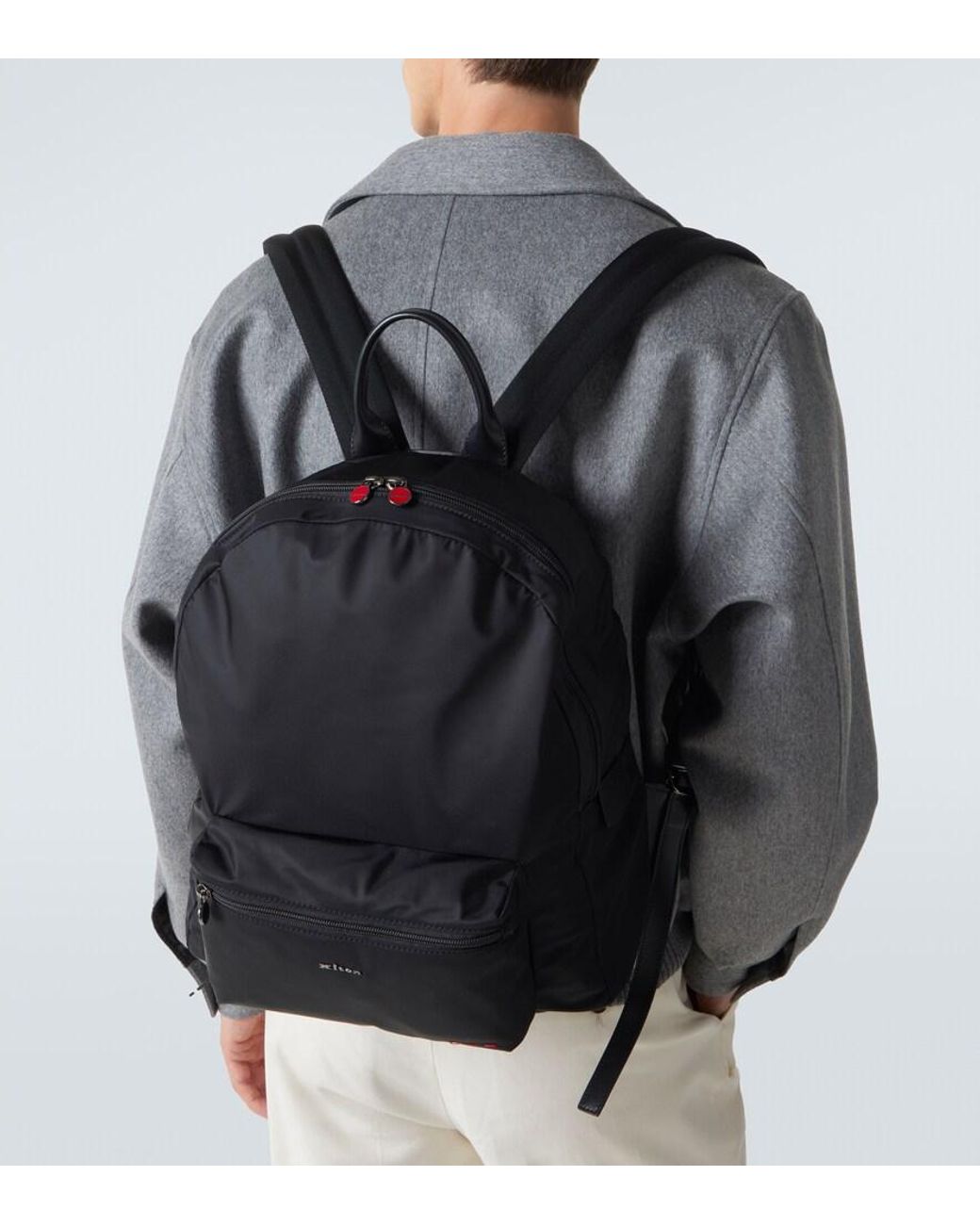Kiton Black Logo Backpack for men