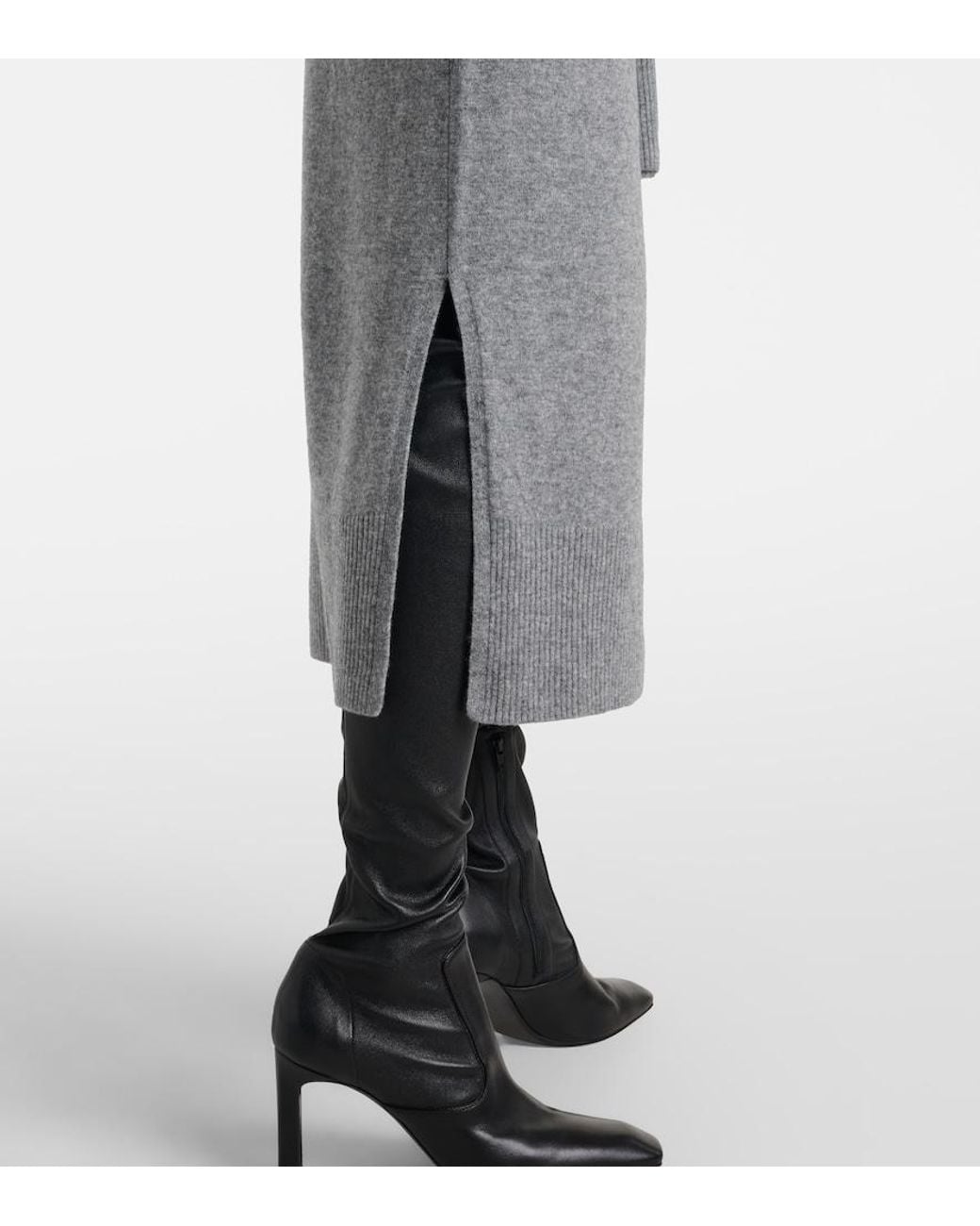 Veronica Beard Gray Salomez Wool And Cashmere Wrap Midi Dress