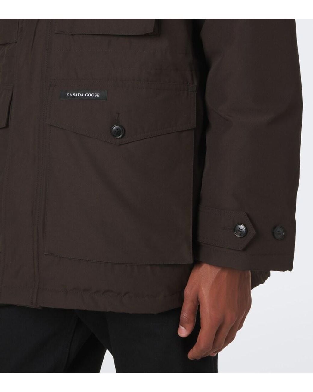 Canada Goose Black Scout Shearling-Trimmed Down Coat for men