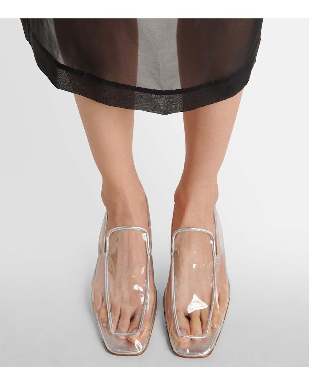 Herbert Levine White Clear The Air 30 Pvc Loafer Pumps
