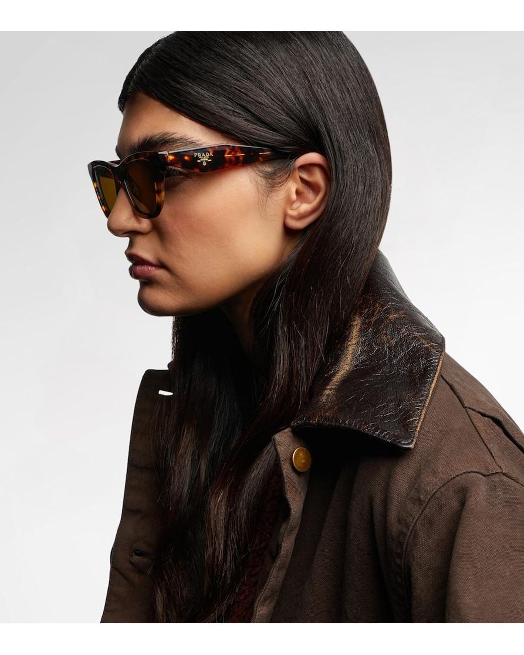 Prada Brown Cartiglio Cat-Eye Sunglasses