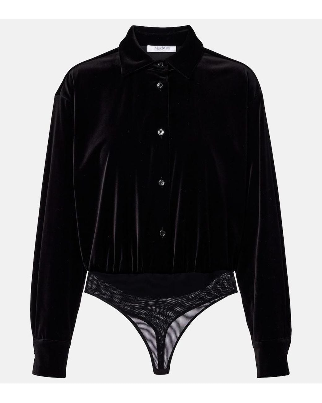 Max Mara Black Cotton Velvet Bodysuit