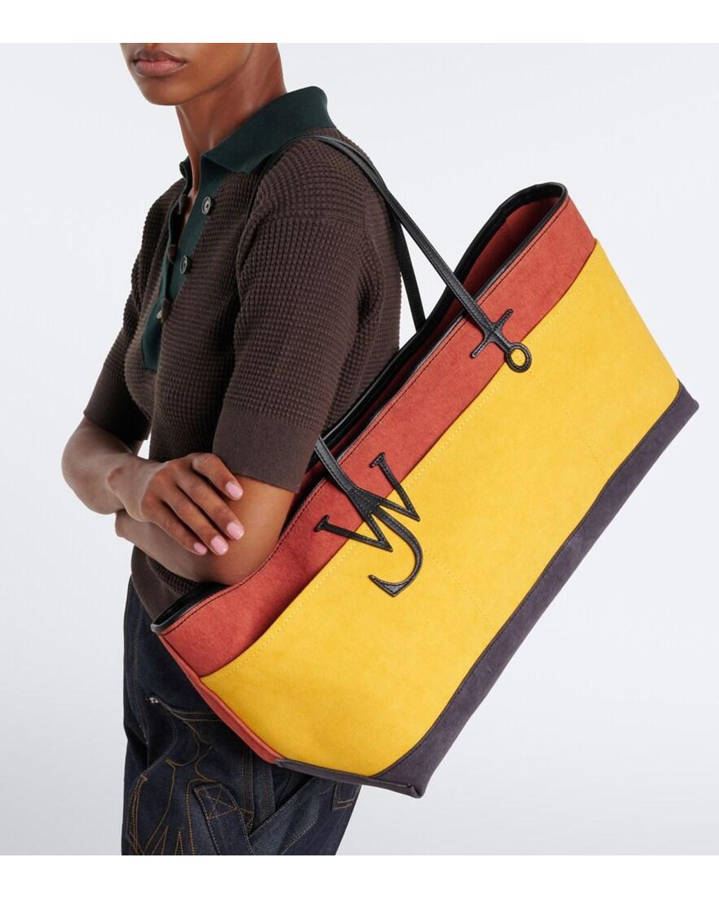 J.W. Anderson Yellow Anchor Striped Canvas Tote Bag