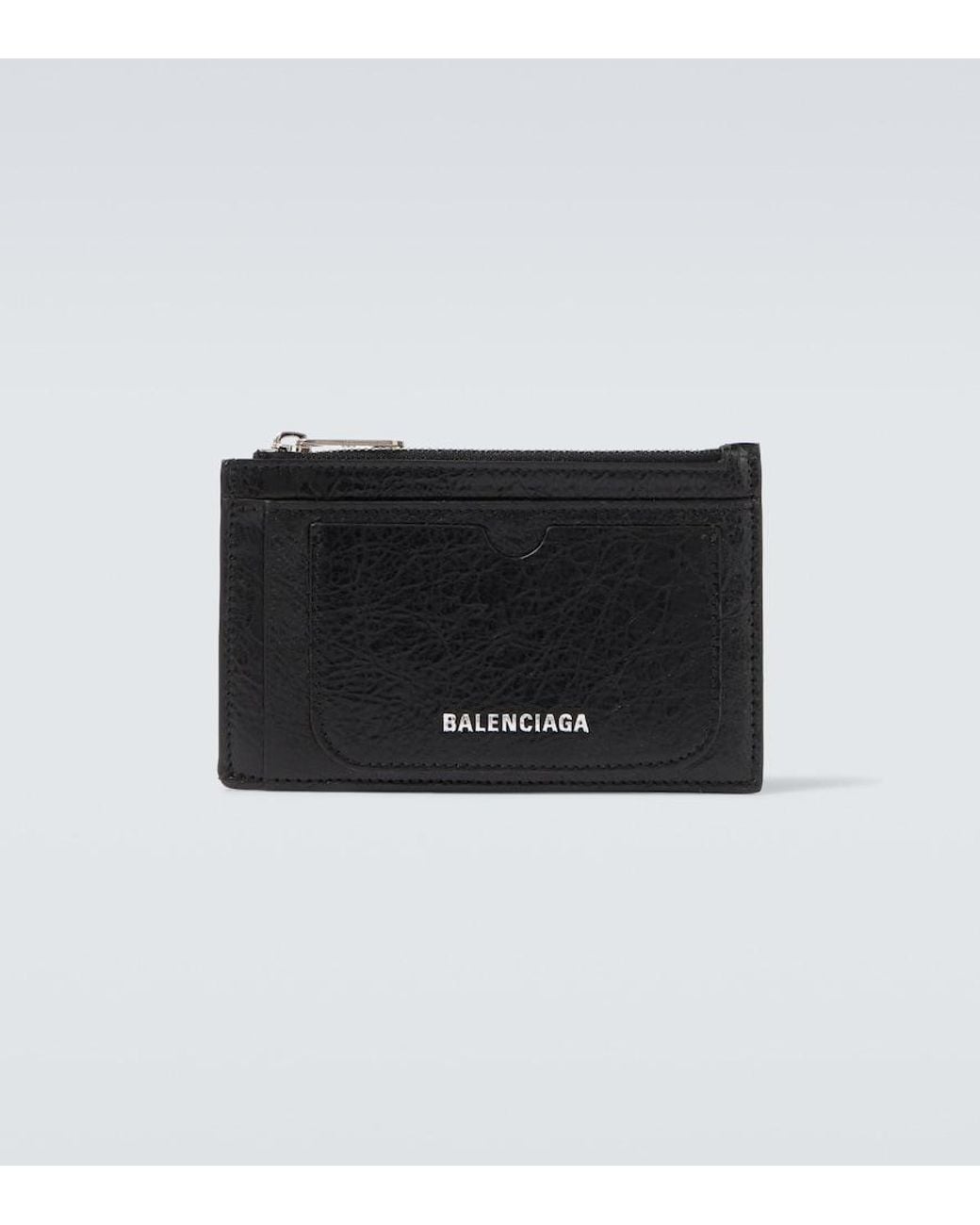Balenciaga Black Leather Card Holder for men