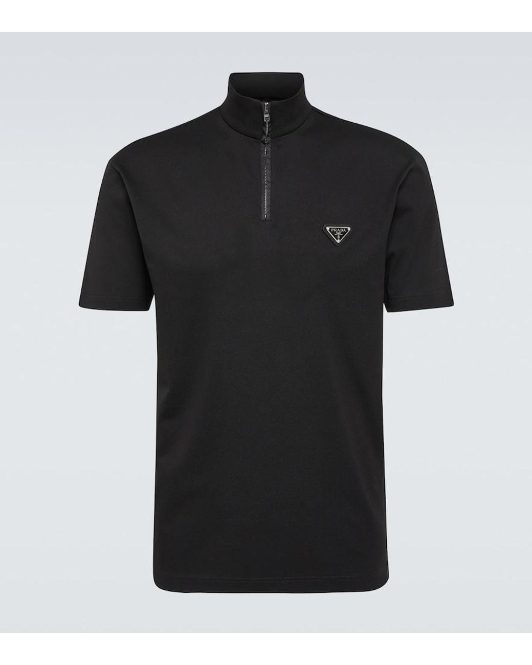 Prada Zip-Up Polo Shirt in Black for Men | Lyst UK