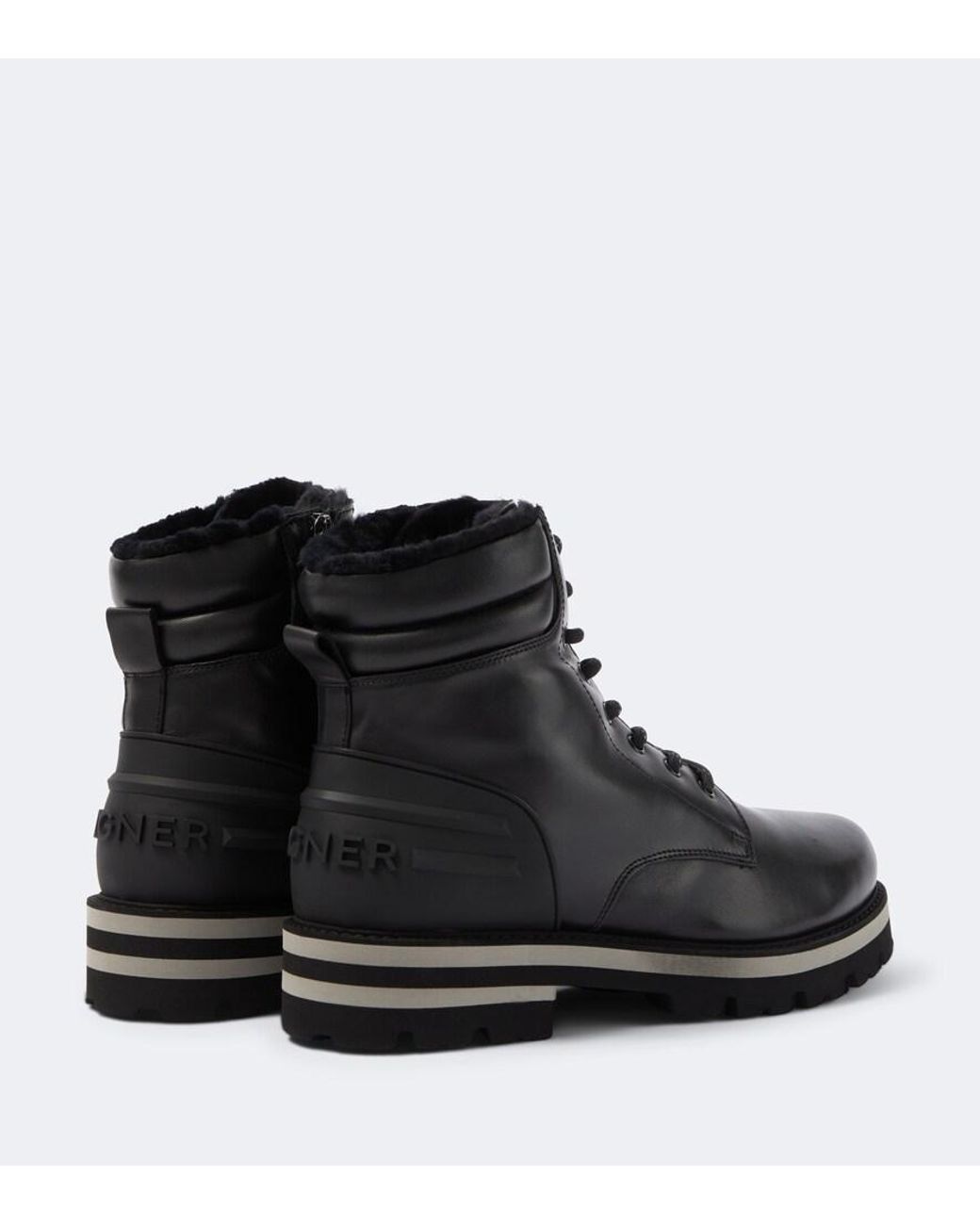 Bogner Black Courchevel Leather Lace-Up Boots for men