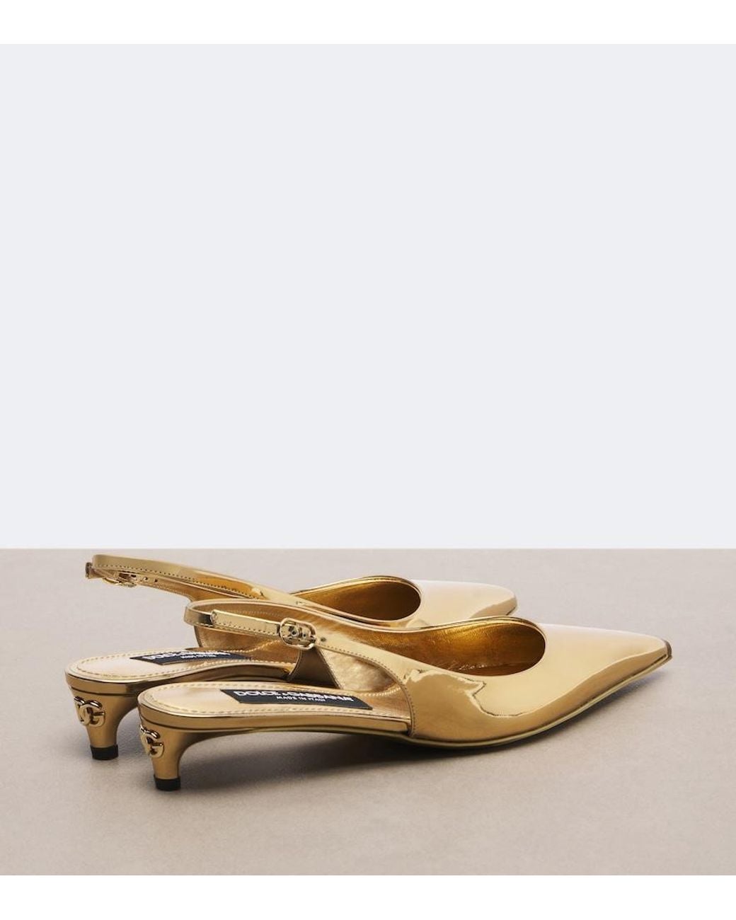 Dolce & Gabbana Metallic Patent Leather Slingback Pumps