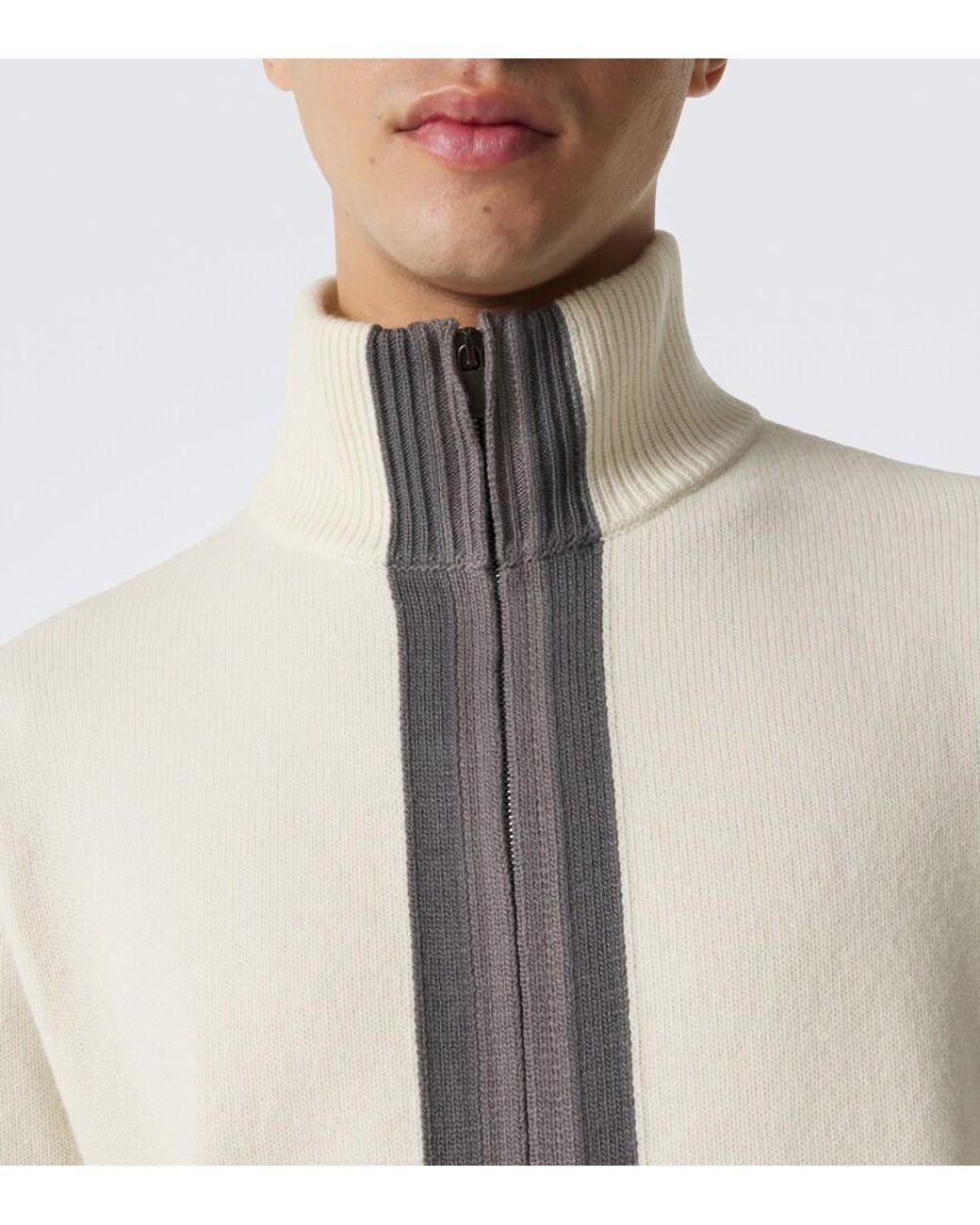Gucci White Wool Zip-Up Sweater for men