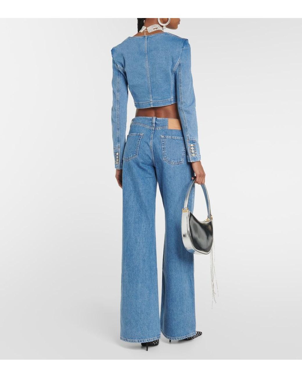 Magda Butrym Blue Cropped Denim Top