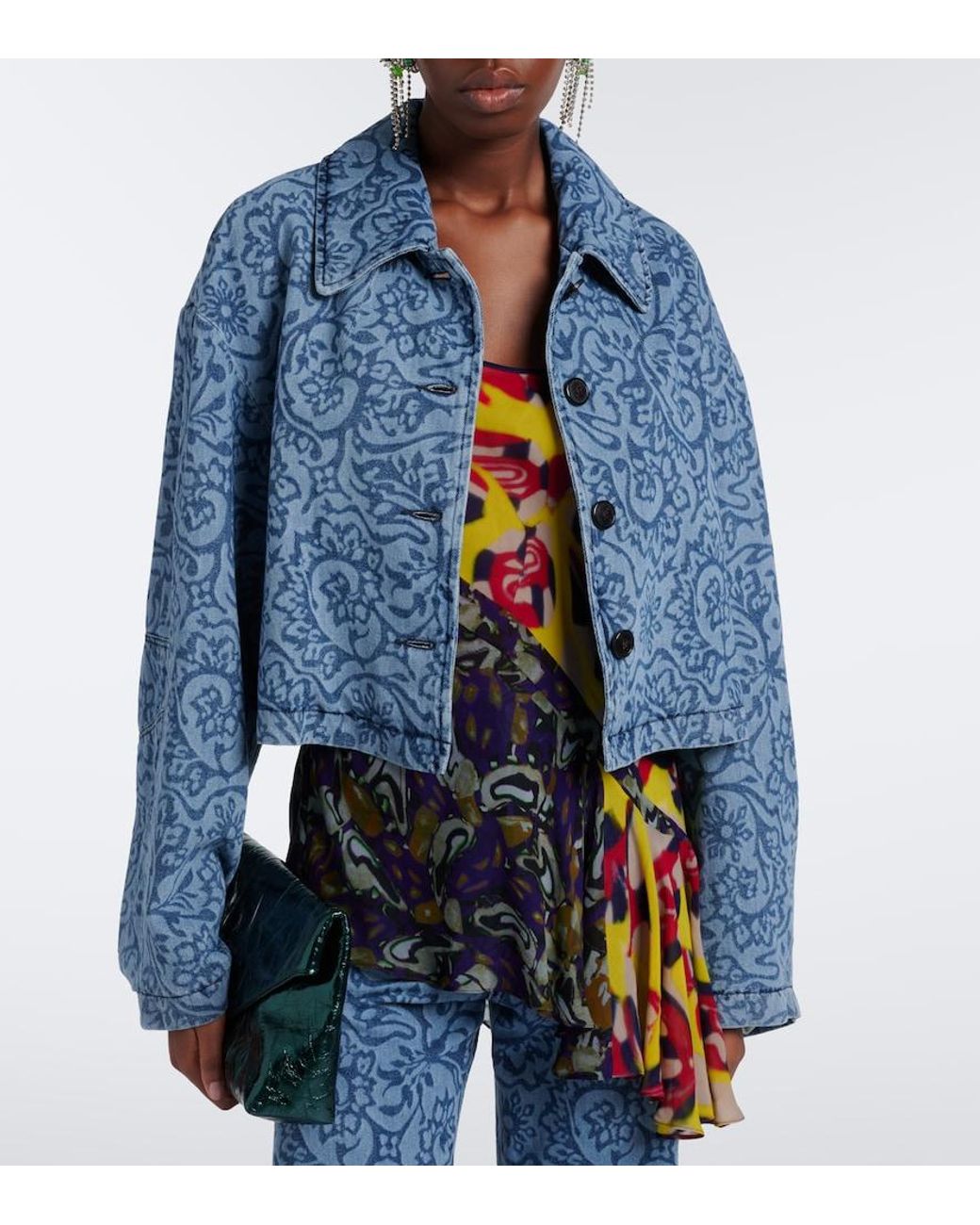 Dries Van Noten Blue Floral Denim Jacket