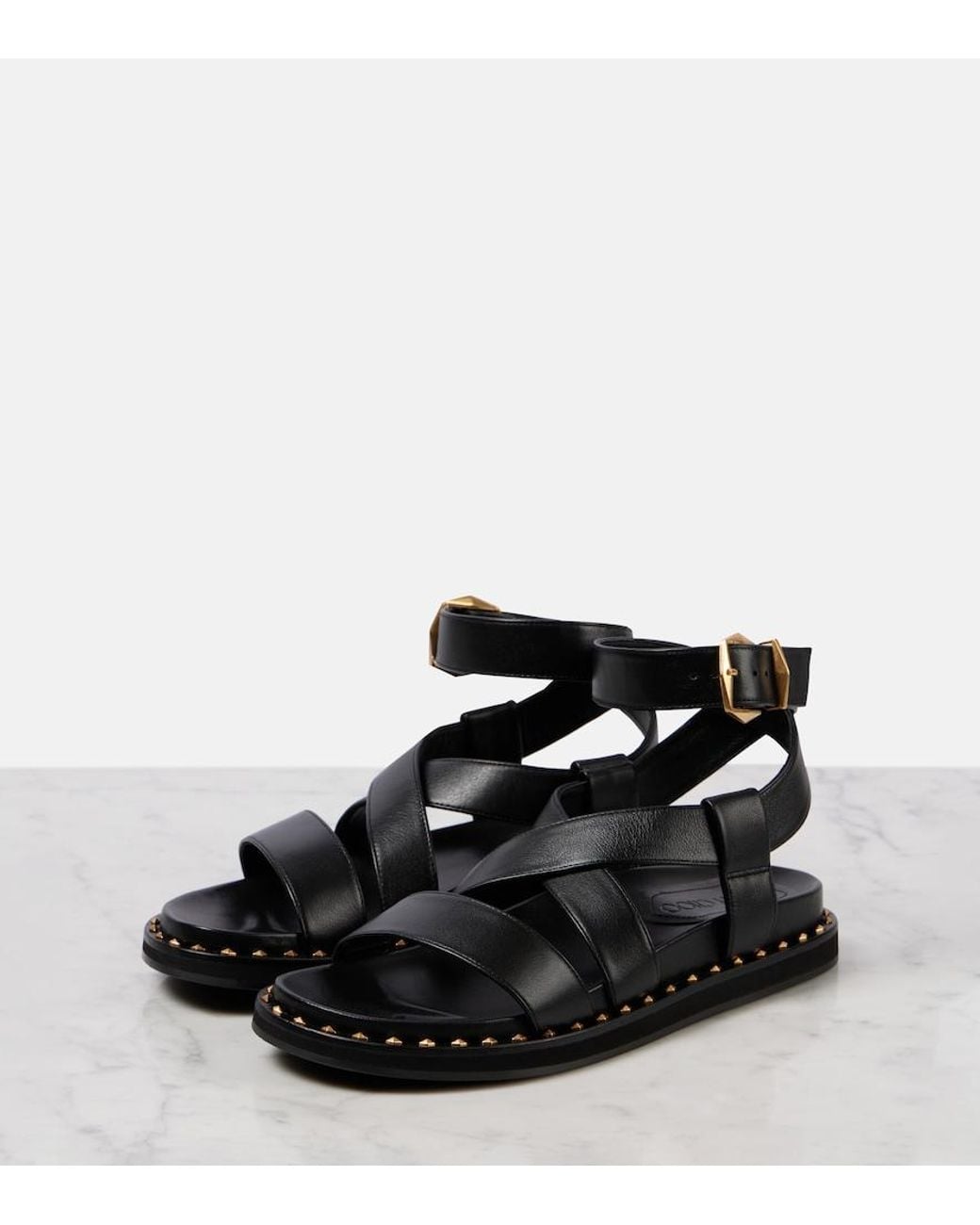 Jimmy Choo Black Blaise Leather Sandals