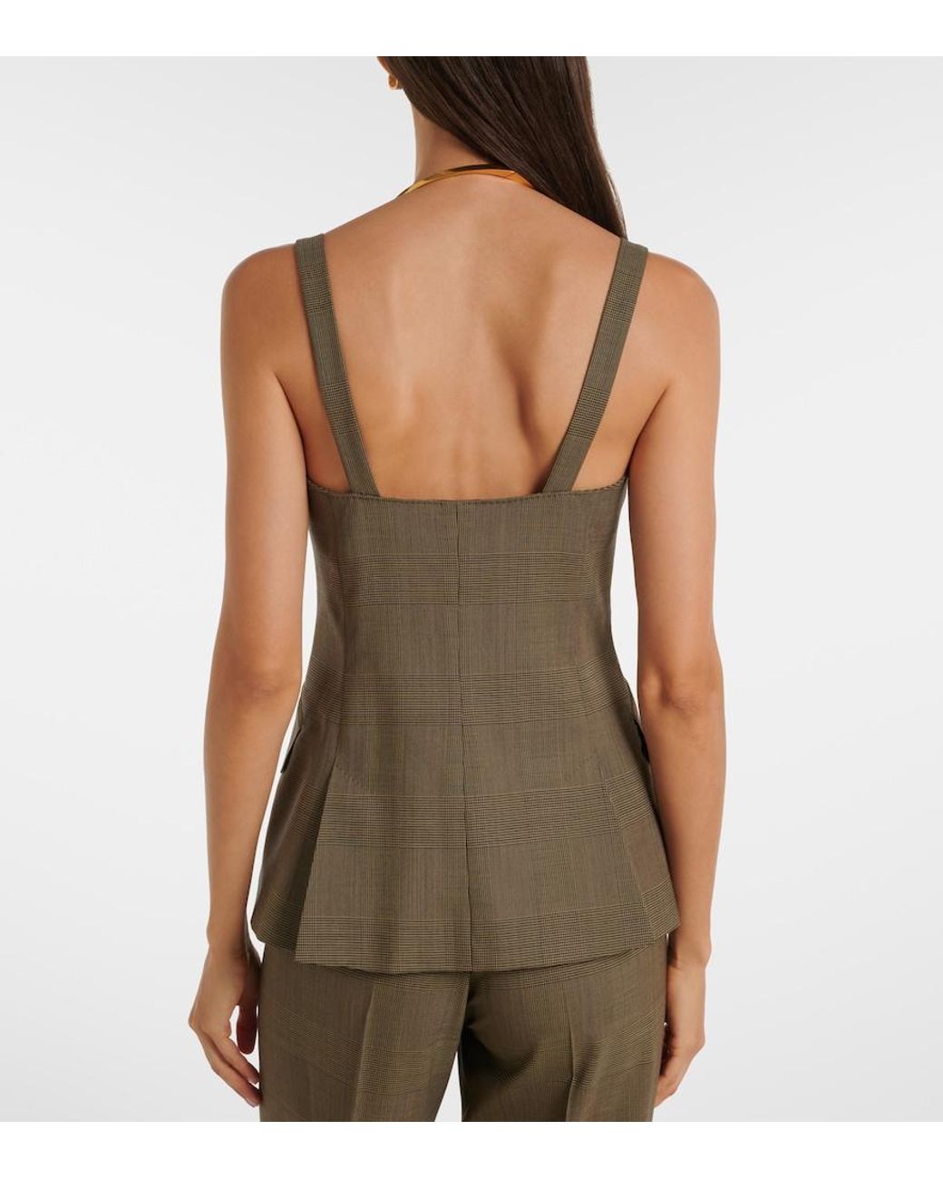 Max Mara Green Plaid Virgin Wool Top