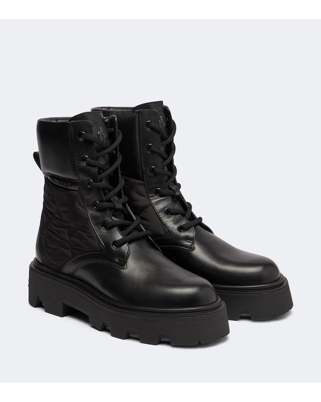 Moncler Black Aurea Leather Ankle Boots