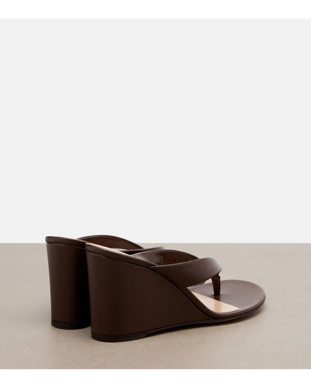 Gianvito Rossi Brown Leather Wedge Thong Sandals
