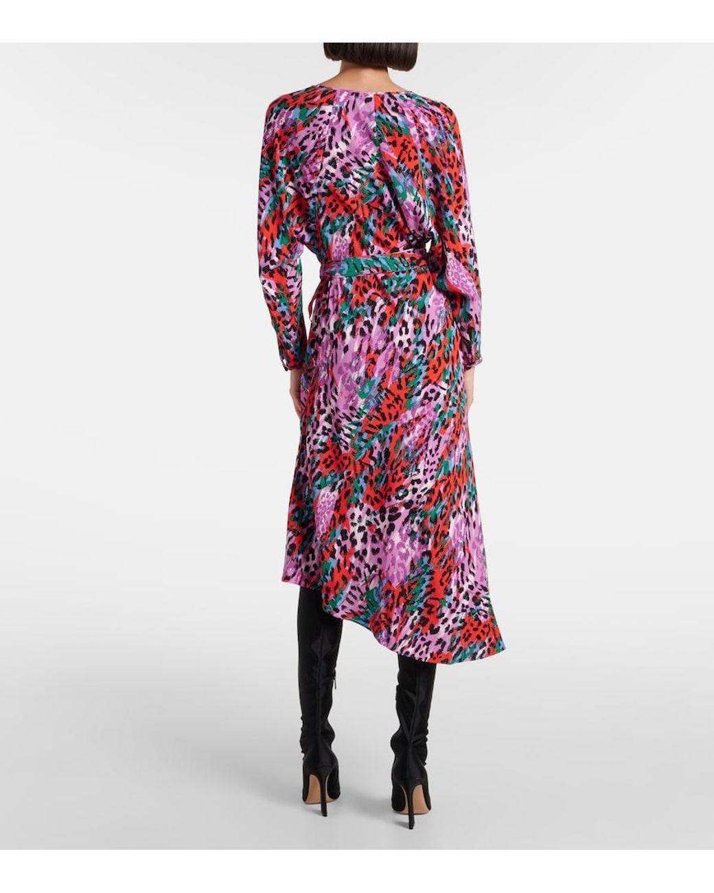 Diane von Furstenberg Red Eloise Leopard-Print Midi Dress